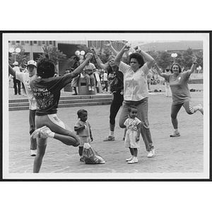 Group exercising outside for Participation Challenge event