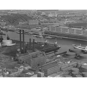 South Boston, Boston Edison, left, Walworth Company, right, dock area, channel, Army Base, Boston, MA