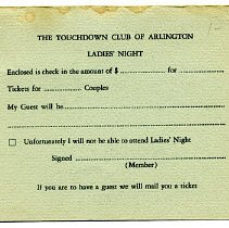 The Touchdown Club of Arlington Ladies Night Invitation / Recipe