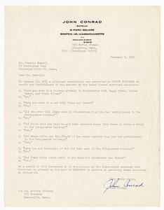 Letter from John Conrad to Francis Russell, February 7, 1961