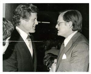 Suffolk University Dean John E. Fenton, Jr. (Law) with US Senator Edward M. Kennedy at a campus event