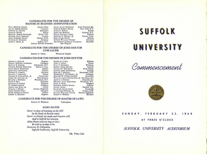 February 1969 Suffolk University Commencement Program