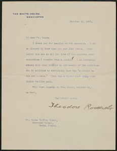 Letter, October 14, 1905, Theodore Roosevelt to James Jeffrey Roche