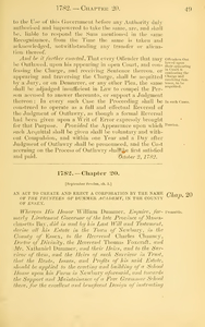 1782 Chap. 0020 An Act To Create And Erect A Corporation By The Name Of The Trustees Of Dummer Academy, In The County Of Essex.