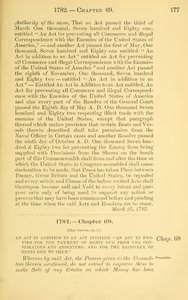 1782 Chap. 0069 An Act In Addition To An Act Intitled "An Act To Provide For The Payment Of Debts Due From The Conspirators And Absentees; And For The Recovery Of Debts Due To Them."