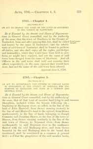 1795 Chap. 0004 An Act To Change The Name Of The Town Of Sherborn In The County Of Nantucket.
