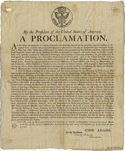 By the President of the United States of America, a proclamation : As the safety and prosperity of nations ultimately and essentially depend on the protection and the blessing of Almighty God ... I do hereby recommend, that Wednesday the ninth day of May next be observed throughout the United States, as a day of solemn humiliation, fasting and prayer ... given under my hand ... this twenty-third day of March ... one thousand seven hundred and ninety-eight ...