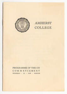 Amherst College Commencement program, 1923 June 20