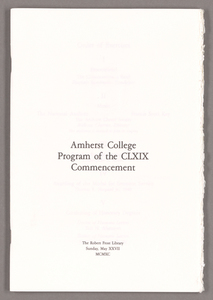 Amherst College Commencement program, 1990 May 27