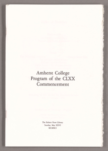 Amherst College Commencement program, 1991 May 26