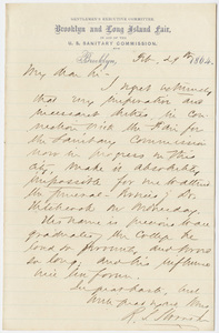 Richard Salter Storrs, Jr. letter to William Augustus Stearns?, 1864 February 29