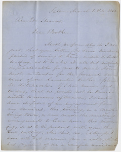 Samuel Melancthon Worcester letter to William Augustus Stearns, 1864 March 1
