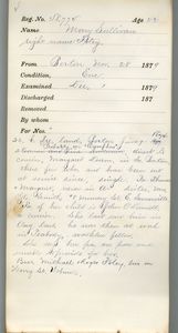 Tewksbury Almshouse Intake Record: Foley, Mary
