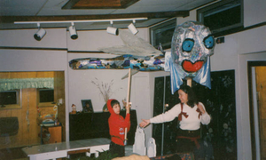 Sharon first night: giant dragonfly puppet