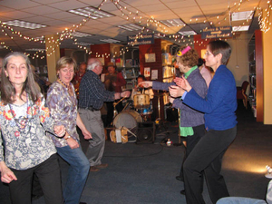 Dancing at the library's after hours concert