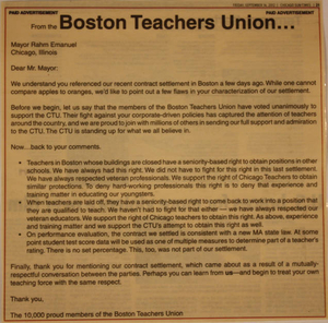 BTU ad in support of Chicago Teachers Union