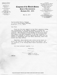 Letter to Paul E. Tsongas from James M. Hanley