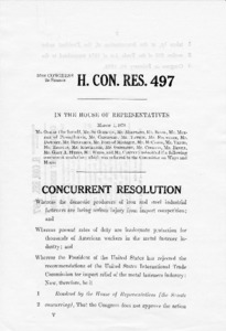 H. Con. Res. 497: Concurrent resolution to disapprove the determination of the President denying import relief under the Trade Act of 1974 to the United States industry manufacturing metal fasteners