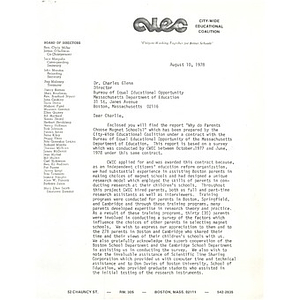 Letter, Dr. Charles Glenn, August 10, 1978.