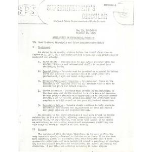 Memo from Superintendent Fahey to school administrators, October 10, 1975.