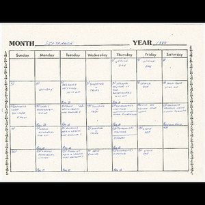 Goldenaires calendar for September 1988