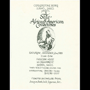 Flier announcing the sale of African American collectibles