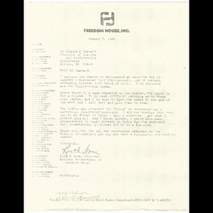 Letter from Ruth Gore to Edmund Guerard about Roxbury Goldenaires Grotonwood visit