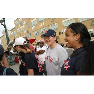 Qinrui Pang and Ana Hidalgo outside Fenway Park