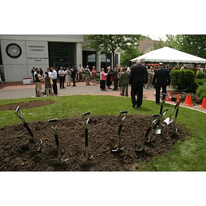 Shovels in the dirt at the Veterans Memorial groundbreaking ceremony