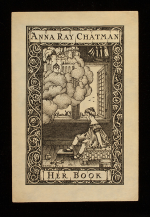 Bookplate for Anna Ray Chatman, her book, engraved by F.G. Hall