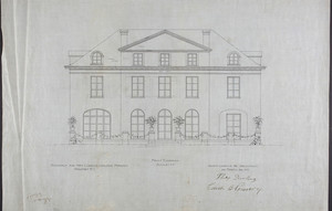 Front elevation, 1/4 inch scale, residence of Mrs. Charles C. Pomeroy [Edith Burnet (Mrs. Charles Coolidge Pomeroy)], "Seabeach", Newport, R. I., 1900.