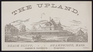 Trade card for The Upland, Beach Bluff, Swampscott, Mass., 1880
