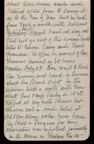 Thomas Lincoln Casey Notebook, February 1890-May 1891, 08, about Elton [illegible] and I stayed