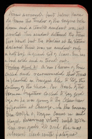 Thomas Lincoln Casey Notebook, February 1893-May 1893, 77, train arrived. Just below Havre de Grace