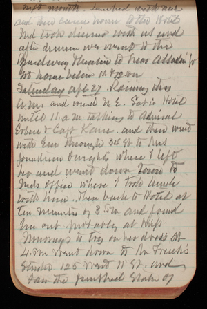 Thomas Lincoln Casey Notebook, March 1895-July 1895, 067, next month. Lunched with Ned