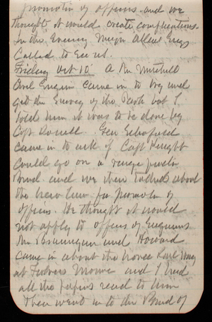 Thomas Lincoln Casey Notebook, October 1890-December 1890, 08, promotion of officers and we