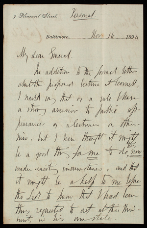 William P. Craighill to Thomas Lincoln Casey, November 16, 1894