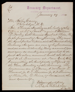 [Charles] Beardsley to Thomas Lincoln Casey, January 29, 1884