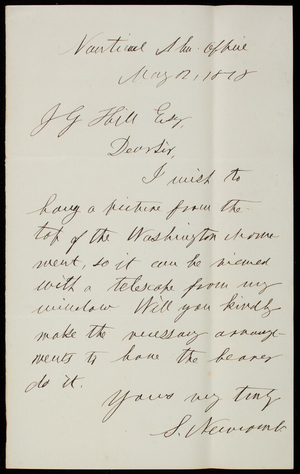 Professor S. Newcomb to Thomas Lincoln Casey, May 2, 1878