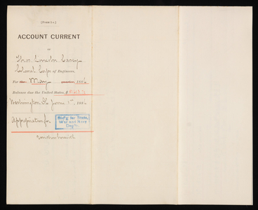 Accounts Current of Thos. Lincoln Casey - May 1886, June 1, 1886