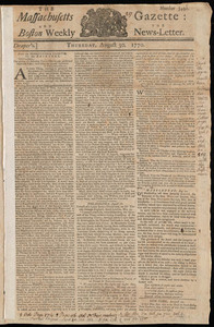 The Massachusetts Gazette: and the Boston Weekly News-Letter, 30 August 1770