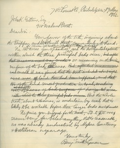 Letter from Benjamin Smith Lyman to John K. Gittens