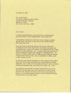 Letter from Mark H. McCormack to David Foster