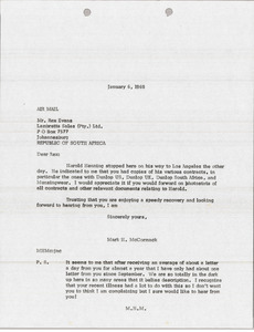 Letter from Mark H. McCormack to Rex Evans
