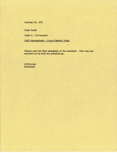 Memorandum from Mark H. McCormack to Peter Smith