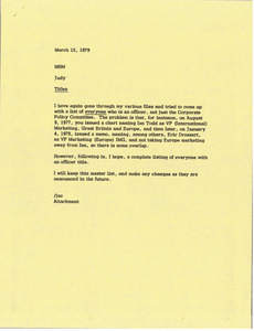 Memorandum from Judy A. Chilcote to Mark H. McCormack