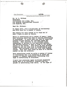 Letter from Albert Russomanno to A. L. Feldman