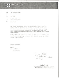 Memorandum from Mark H. McCormack to Bob Kain