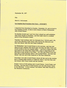 Memorandum from Mark H. McCormack to travel file