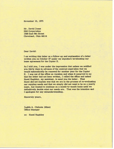 Letter from Judy A. Chilcote to David Jones